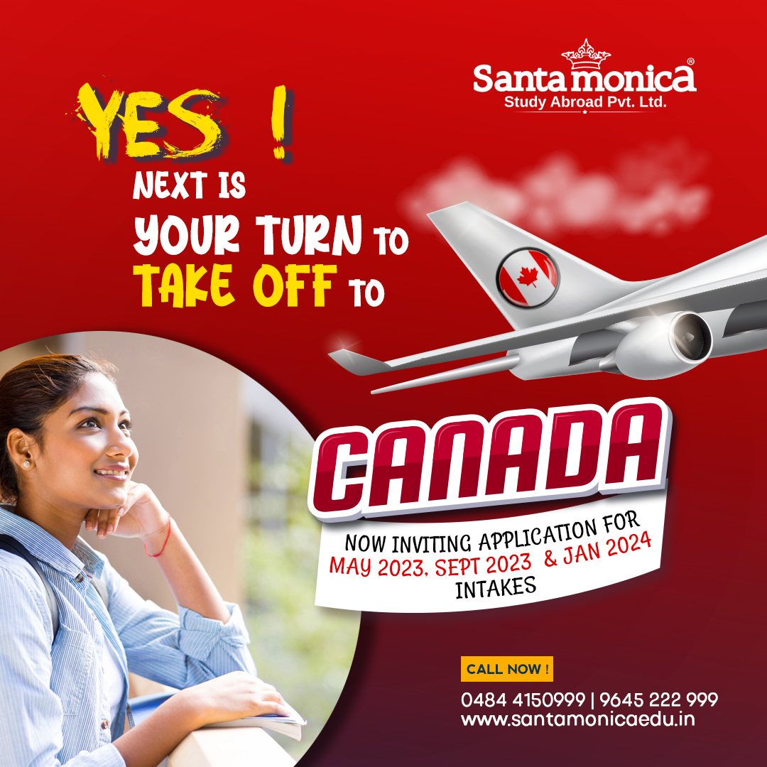 𝐍𝐨𝐰 𝐢𝐬 𝐲𝐨𝐮𝐫 𝐭𝐮𝐫𝐧 𝐭𝐨 𝐭𝐚𝐤𝐞 𝐨𝐟𝐟 𝐭𝐨 𝐂𝐀𝐍𝐀𝐃𝐀. Contact the experts at Santamonica Study Abroad to apply for upcoming intakes. 
Call +91 9645 222 999 NOW!
santamonicaedu.in

#santamonicastudyabroad #studyabroad #studyincanada #canada #studyincanada2023