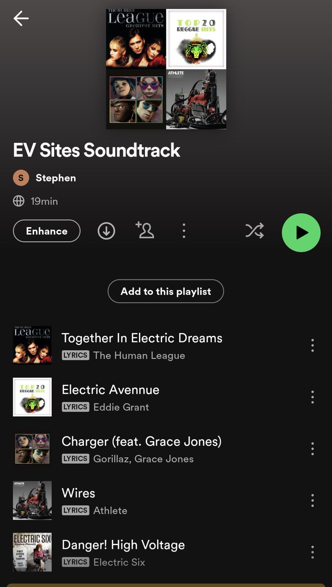 A call for help! I have approximately 19 hours of travelling over the next week as we are targeting network gaps…

Which means I need your suggestions for songs to add the the EV playlist - all have to fit the ⚡️theme

Below is the start…

#FridayFeeling #Roadtrip