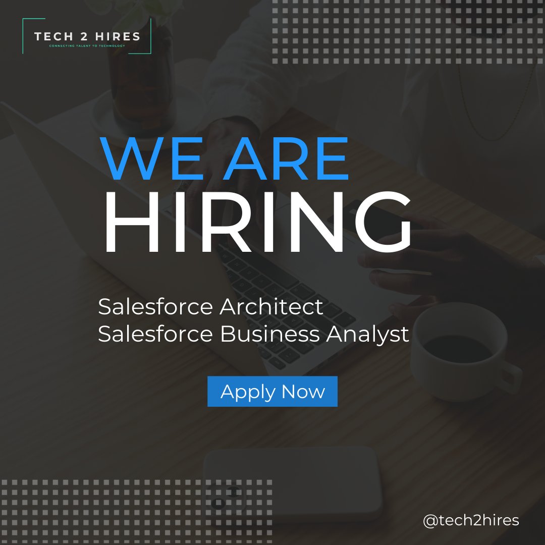 Tech2hires's tweet image. We are hiring for a permanent role with our client in Hyderabad

Experience : 8 to 16 years

Please note all our recruitment services are free for job seekers.

#tech2hires #rajniranjan #jobs #salesforce #saleforcejobs #hyderabadjobs