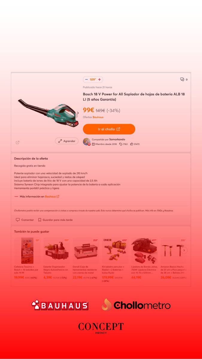 🍂 ¡Recoger las hojas del jardín ahora será más fácil!
Aprovecha la oferta de <a href="/BAUHAUS_es/">BAUHAUS España</a>, para hacerte con un soplador potente para facilitar las tareas de casa 🏡

Hazte con la oferta en 
<a href="/chollometro/">Chollometro</a>
 👈🏼

bit.ly/3ZCIKmA

#oferta #comercio #venta #hogar #jardinería