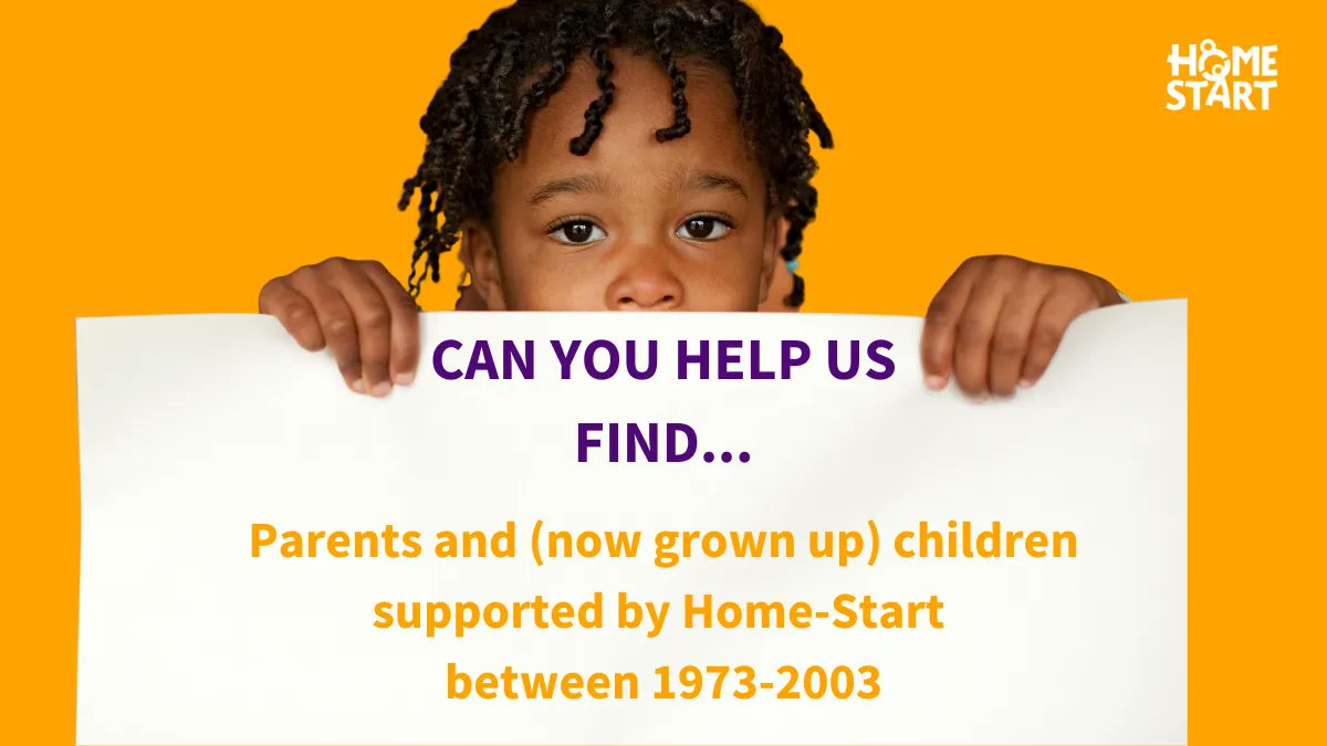 Please RT! We are searching for parents and (now grown up) children from families supported by Home-Start 1973-2003. Is this you or someone you know? We'd love to hear from you as part of plans for our 50th birthday. Every story matters. Tell us yours. home-start.org.uk/50