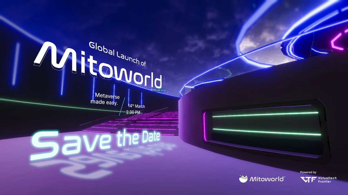 Mitoworld_io's tweet image. We are excited to announce the Global Launch of Mitoworld is happening this 14th of March, 2023! 🚀🌎🎉

Stay tuned to find out how you can be a part of this monumental event!

#MitoworldLaunch #Mitoworld #Metaverse #Web3 #VirtualWorlds #FutureIsTech #NextGenInternet