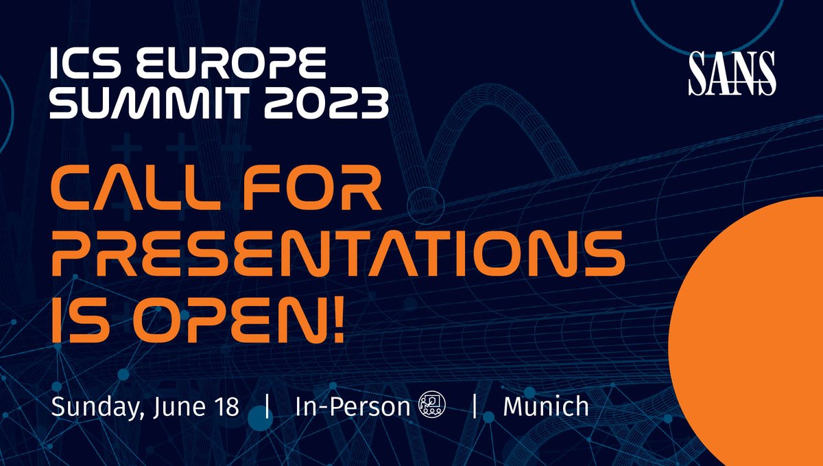 Only 1 week left! Valuable #ICS and #OTSecurity lessons to share with the community? Send us your proposal for 🇩🇪 SANS #ICSEurope2023.

✍️ Submit proposal by Fri 10th, March 2023:  survey.sans.org/jfe/form/SV_0q…
➡️ Learn more: sans.org/u/1p5h

#ICSSecurity #OTSecurity