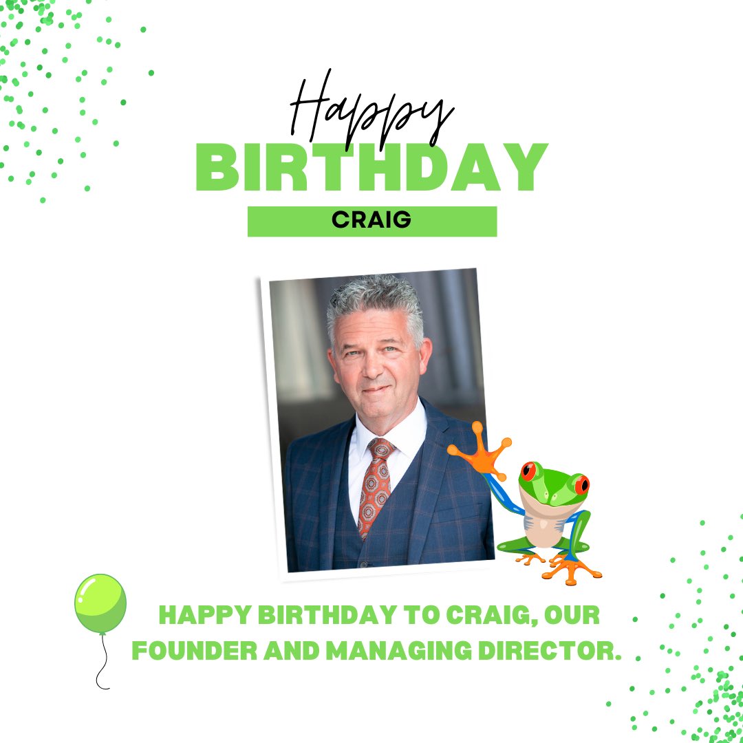 Frogwealth's tweet image. Wishing Craig, our Founder and Managing Director a very Happy Birthday! From all of us at Frog 🐸🎈
