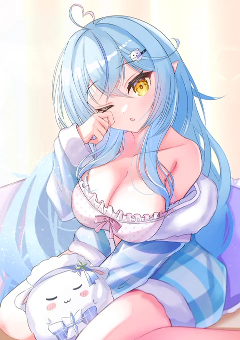 「ん…もう朝…?」#LamyArt #雪花ラミィ 