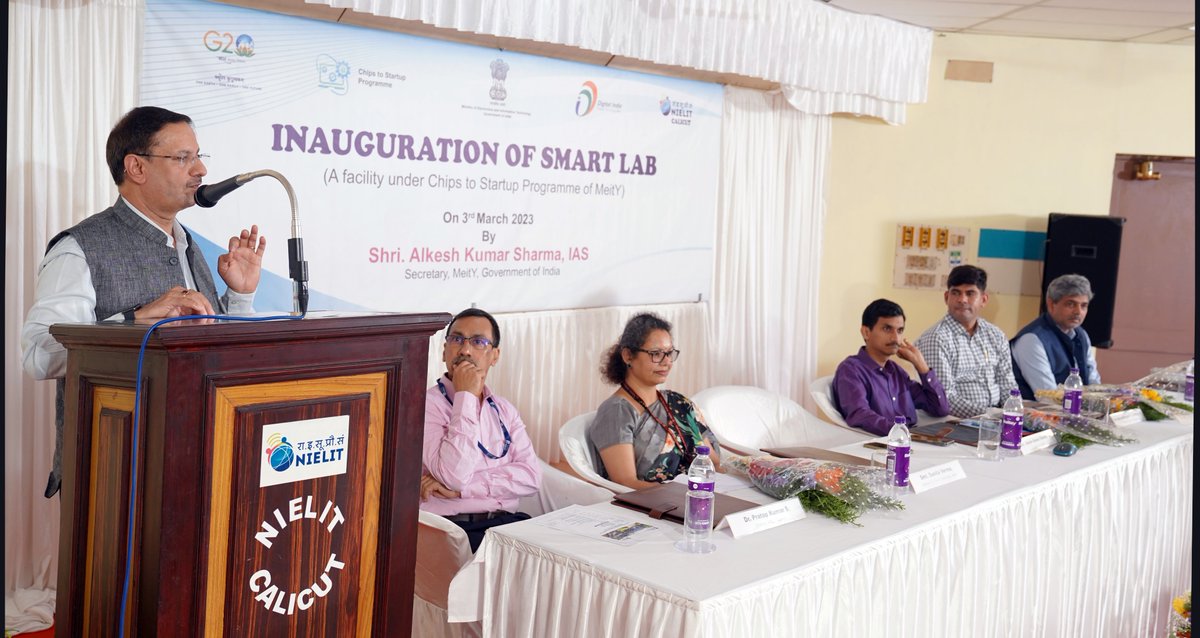 NIELITIndia's tweet image. A historic day at #NIELIT Calicut, as the first-of-its-kind Virtual Prototyping Lab (SMART Lab), developed under the Chip to Start-up (#C2S) program has been inaugurated today by Sh. @alkesh12sharma , IAS, Secretary, @GoI_MeitY  . #SMARTLAB #Innovation #technology #digitalindia