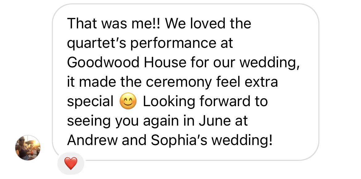 The brother of one of Niche’s 2022 brides has hired the string quartet to join him for a mini concert performance to go alongside the wedding speeches. It will be another unforgettable wedding at Soho House!  🎶