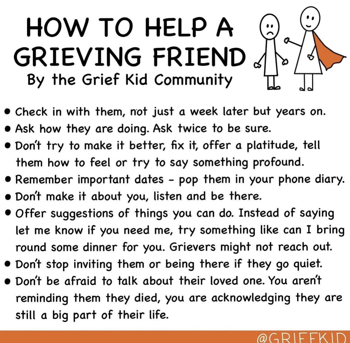 So many of us struggle to know what to do or say to help someone who is grieving. Please share. Thank you 🧡 #Griefkid