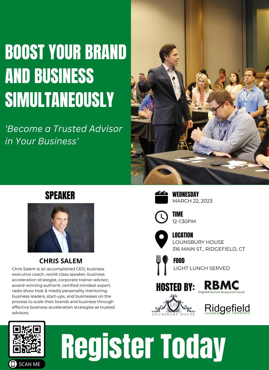 Attention businesses in the greater Danbury area.  This workshop below being put on through the Town of Ridgefield, CT can be a game changer in your business. See below for details on the banner from the QR code 

#ridgefieldct #danburyct #wiltonct #bethelct #smallbusiness