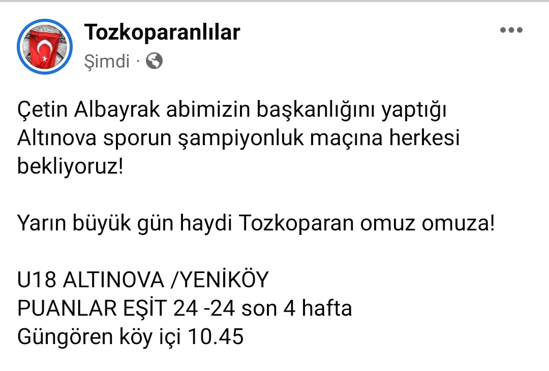<a href="/Cetin30061197/">çetin albayrak</a> Abim inşallah
Şampiyonluk bizimdir ✌️🕊️
Geliyoruz omuz omuza!