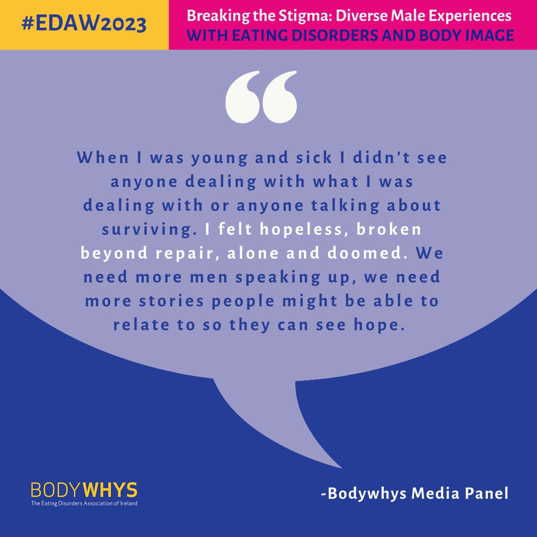 bodywhys's tweet image. &apos;We need more men speaking up, we need more stories people might be able to relate to so they can see hope’ 

👏 Huge thank you to Chris Duff and everyone who shared their personal experiences this week. We are very grateful for your support.

#EDAW2023