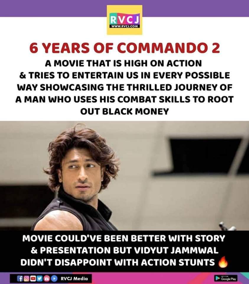 PurviDave10's tweet image. Celebrating #6yearsofcommando2 @VidyutJammwal #Commando2 movie is one of the my favourite movie. Your action stunts is just mind blasting &amp;amp; amazing. Movie story &amp;amp; other cast is just outstanding. @adah_sharma Apka character is amazing &amp;amp; awesome ❤❤❤
#Vidyutjammwal