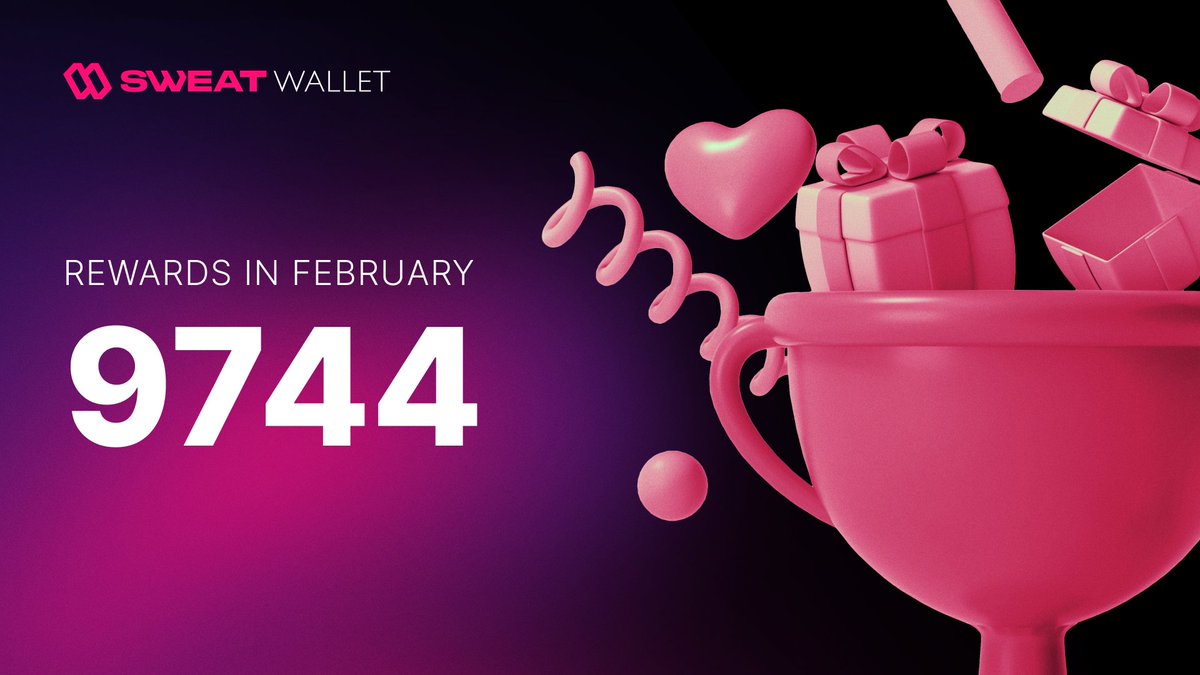 SweatEconomy's tweet photo. Did you know? 

9744 Rewards were given away in February 🎉

Could you be the next winner? 👀 https://t.co/SfeakvIngt