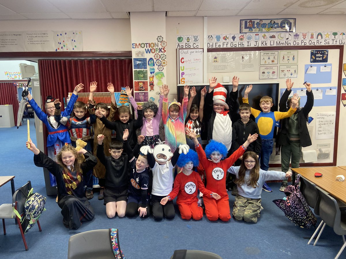 MissStewart24's tweet photo. Happy #WorldBookDay2023 from P4! Everyone looks amazing dressed as their favourite book character! ☺️📚 https://t.co/GicjVOhUhO