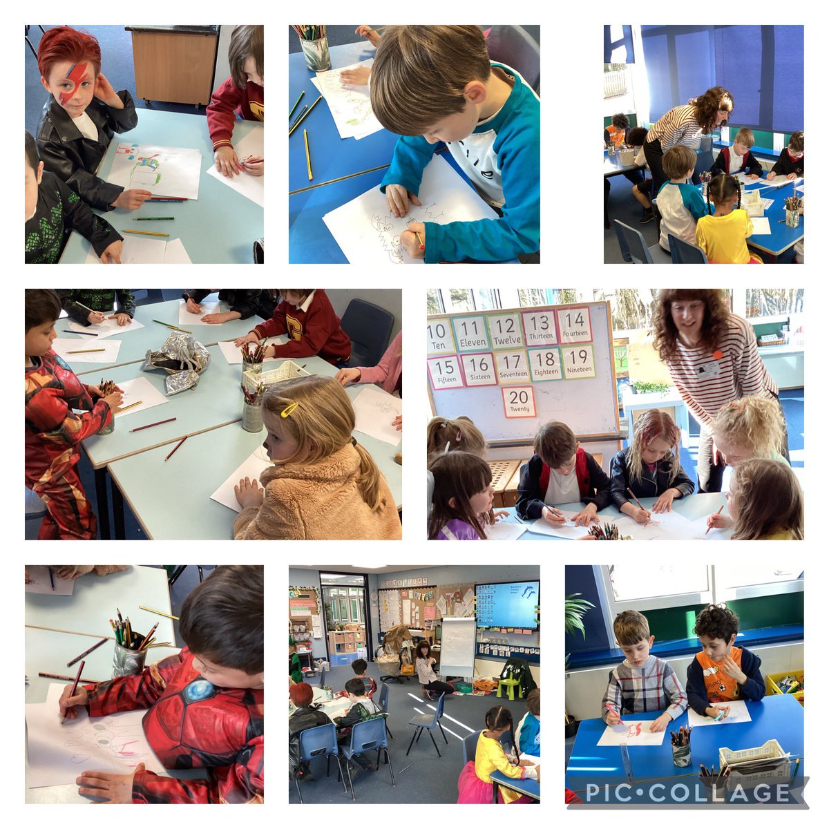 MissGarvey's tweet photo. World Book Day! We had an exciting day which included a catwalk, sharing stories, a yr 4 teacher reading to us and a special illustrator @BrookburnP 📚 https://t.co/fu1Fh4BB5I