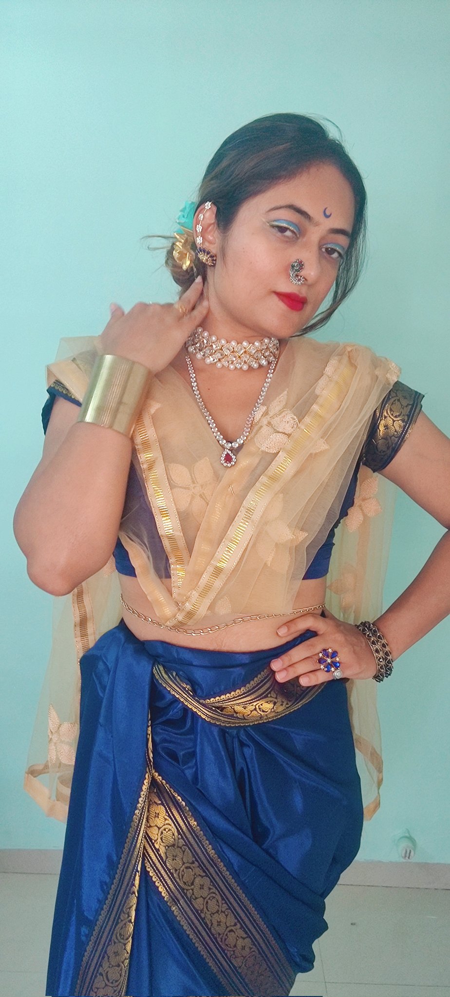 Koli top saree draping