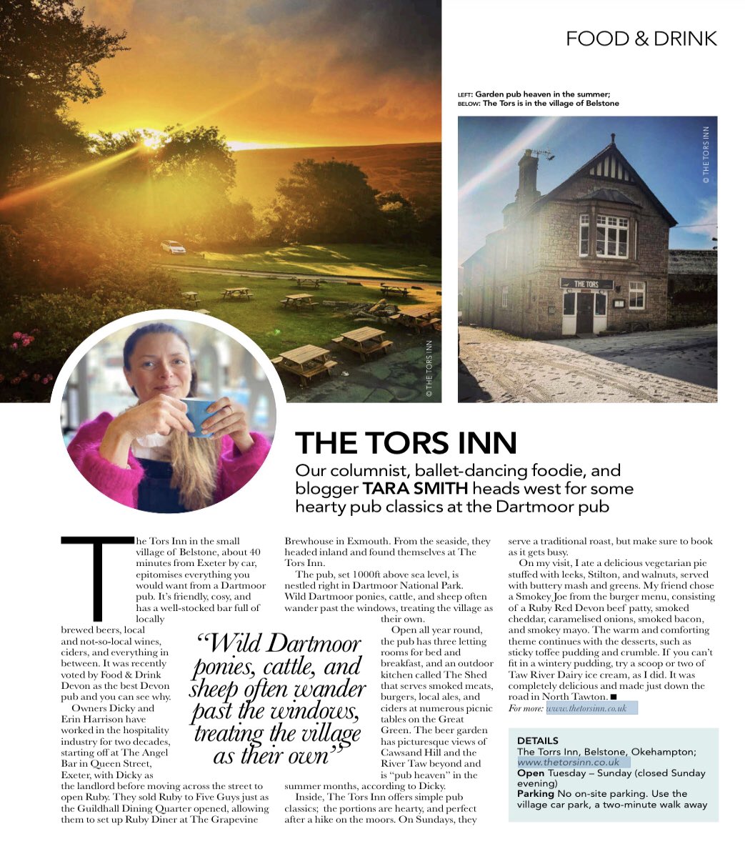 My latest offering for @ExeterLiving magazine is out featuring The Tors Inn, Belstone.