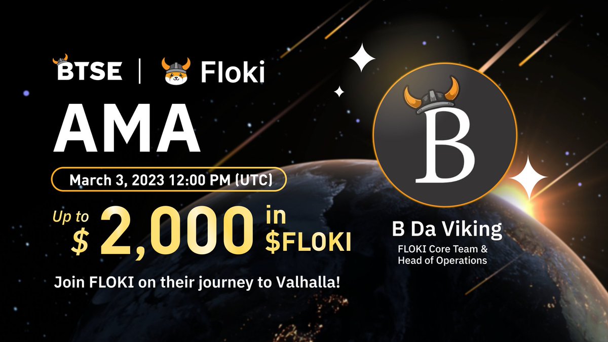 BTSE_Official's tweet photo. It's today at 12:00 PM UTC or 2 hours from now!⏰

Our AMA with @RealFlokiInu's Head of Operations, B Da Viking!🎙️

Tune in and get a chance to share $2,000 $FLOKI! 🎁

Join our AMA later 👇👇👇
https://t.co/IYZLrGSsrS https://t.co/AN8m0IpqSY