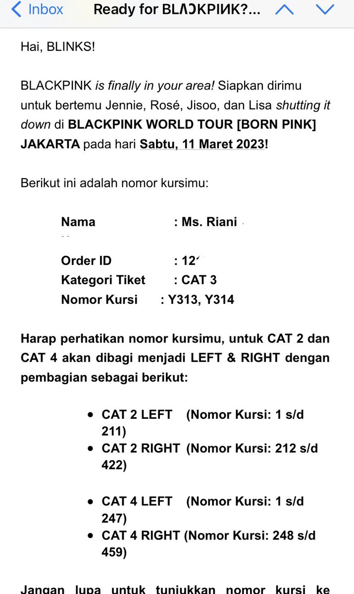 RiAniee's tweet photo. WTS - Jual Tiket Blackpink
CAT 3 day 1. Ada 2 tiket.

Harga sesuai invoice.
Diurus sampai dapat tiket fisik.

Yang minat bisa DM
No tipu tipu
#BLACKPINKinJAKARTA 
#jualtiketblackpink
#wtsblackpink 
#wtsblackpinktiketjakarta
#wts
#jualtiketkonser
#tiketblackpink
#jualtiket https://t.co/LSkcrqMifv