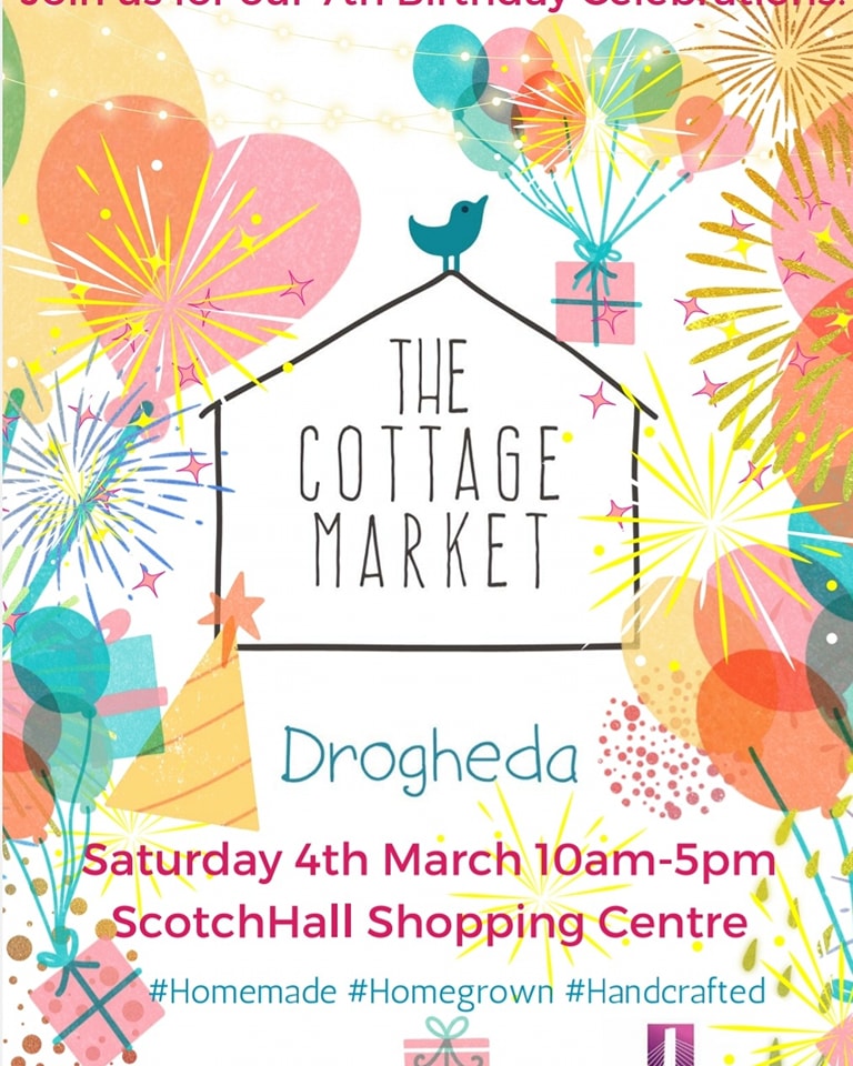 The Cottage Market Drogheda is back this weekend for their first market of 2023 at the Scotchhall Shopping centre! Savour some great local produce, crafts, and music for their 7th birthday celebrations! From 10am to 5pm on the 4th of March! @VisitLouthIE @Love_Drogheda