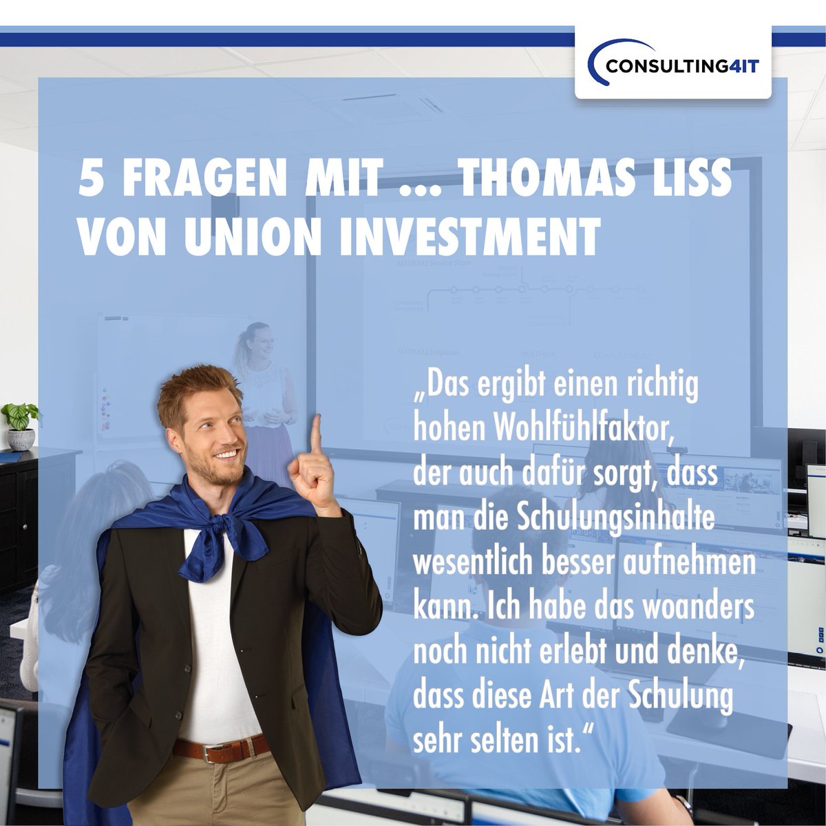 C4IT_GmbH's tweet photo. #ACADEMY FAN FREITAG 💬
❓ 5 Fragen mit… Thomas Liss von der Union Investment.

Er hatte sie alle – die #Nexthink #Schulungen unserer Academy.

👉 Lesen Sie das komplette #Interview: https://t.co/QzrP69dI8R

#Consulting4IT #C4IT #ITSchulung #HybridAcademy https://t.co/Z7SB0G4EgM