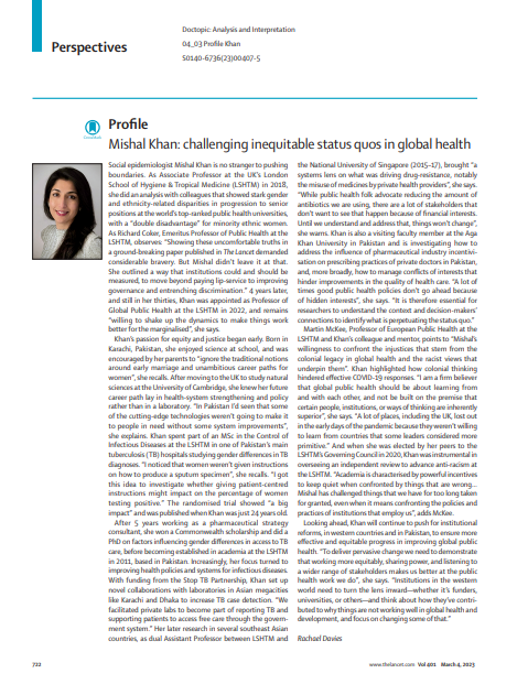 Honoured to be profiled in @TheLancet today Thanks @richardjcoker @martinmckee for the wonderful words & to so many @LSHTM @AKUGlobal @CHGlobalHealth @HPP_LSHTM @PLOSGPH & elsewhere who inspire me every day thelancet.com/journals/lance…