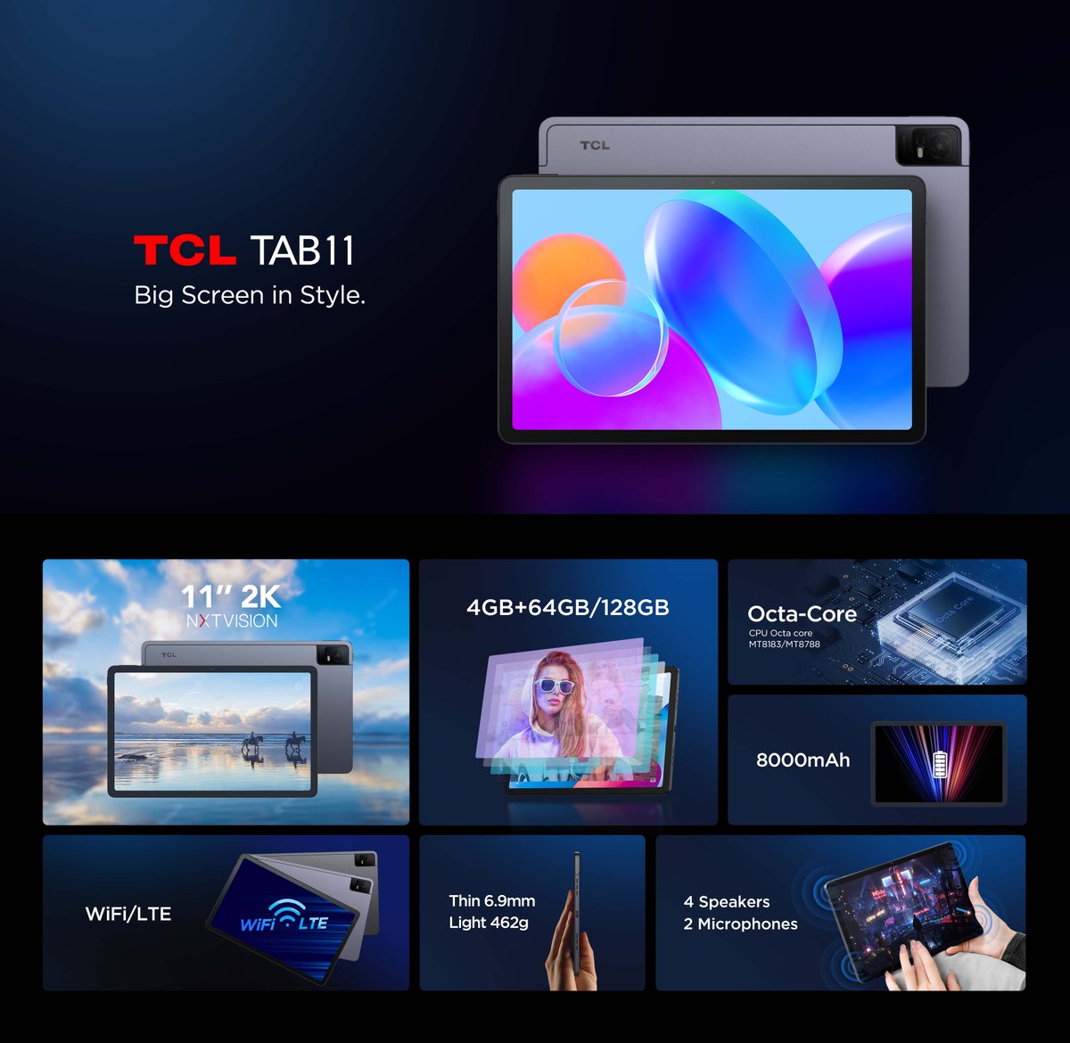 TCLMobileGlobal's tweet photo. A 11-inch screen with nice &amp; thin metal frames is like a portal to another world.
#TCLTab11 &amp; #TCLNXTPAPER11 – The duo that satisfies all your needs. Which one will become your companion for next-level entertainment?
#INSPIREGREATNESS
#DisplayGreatness https://t.co/5qu1rGSBk7