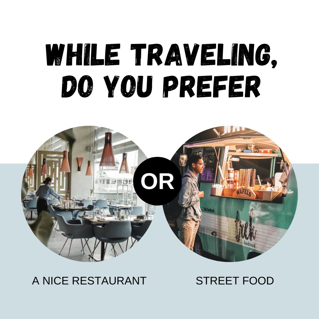 While traveling, do you prefer a nice restaurant OR street food? 
#traveleats #travelforfood #travelfoodie