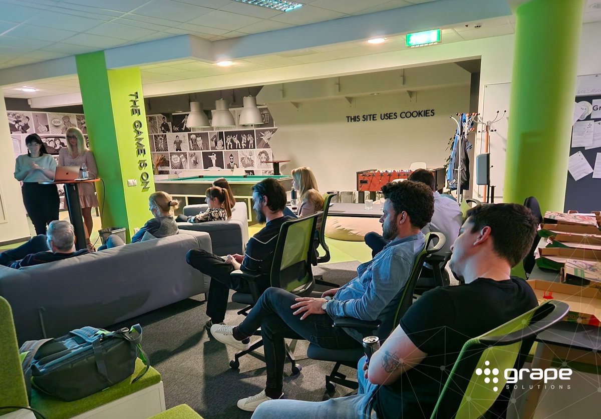 Grape_Solutions's tweet image. Yesterday, Zsófi and Dorci gave us a presentation on their &apos;Life at Grape&apos; employer branding campaign, which they launched in December 2021. 😊 We got a behind the scenes look at the HR and marketing tasks, as well as the campaign&apos;s goals, tools and future plans.