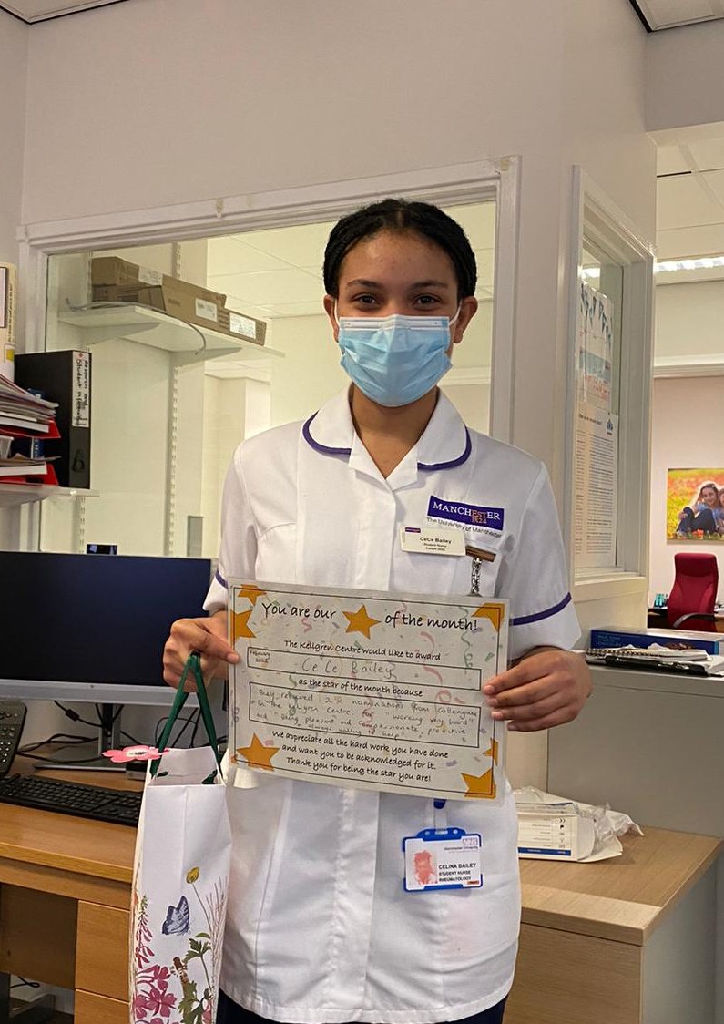 Our student nurse CeCe won our very first star of the month in Kellgren Centre - with 2 nominations from staff she has truly impressed us and its only her first placement as a student. WELL DONE you little star never underestimate the difference you have made on placement @mftpef