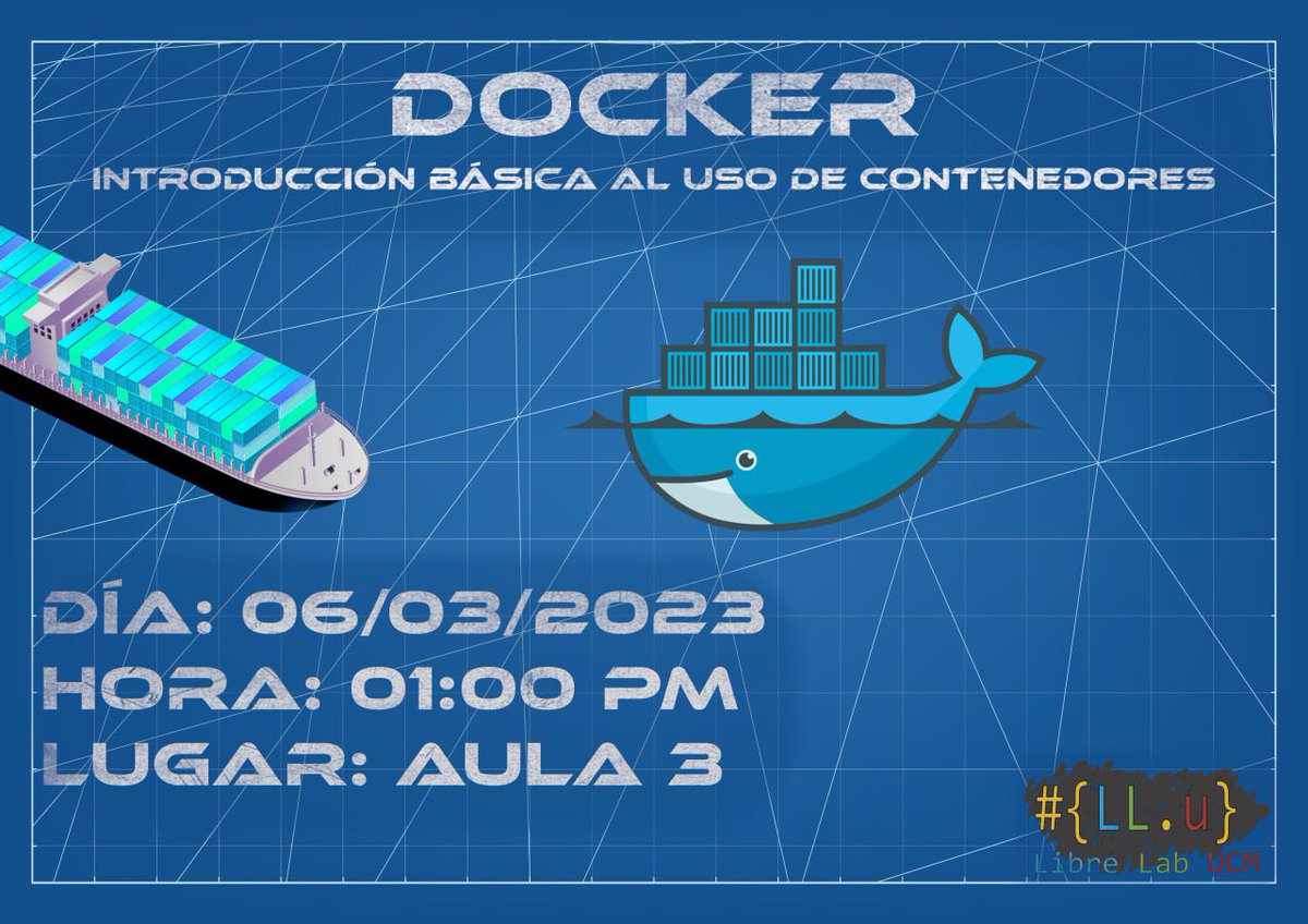 LibreLabUCM's tweet image. Docker: Introducción básica al uso de contenedores 🐳

📍 Aula 3, Facultad de Informática
🗓️ Lunes, 6 de marzo
⌚️ 13:00