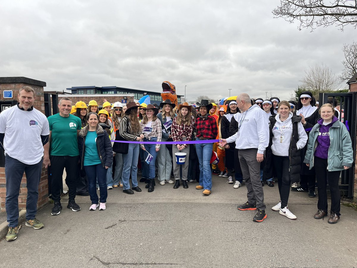 WellyTimp's tweet photo. Our annual sponsored walk is underway! This year we are raising funds for @PAPYRUS_Charity 
If you spot our 6th formers around Altrincham or Timperley, please don’t be too alarmed! https://t.co/qkk7BCef45