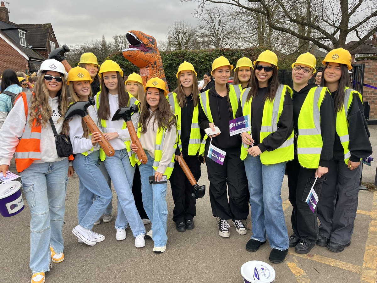 WellyTimp's tweet photo. Our annual sponsored walk is underway! This year we are raising funds for @PAPYRUS_Charity 
If you spot our 6th formers around Altrincham or Timperley, please don’t be too alarmed! https://t.co/qkk7BCef45