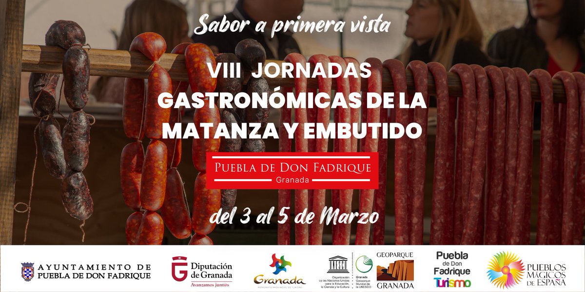 PueblaTur's tweet photo. Te esperamos este fin de semana en primer gran encuentro en las VIII Jornadas Gastronómicas de la matanza y el embutido de #puebladedonfadrique Ven con familia o amigos a un fin de semana lleno de actividades y mucho sabor. https://t.co/LdEiuTPp6b

#geoparquegranada #granada https://t.co/yclOBV6chY
