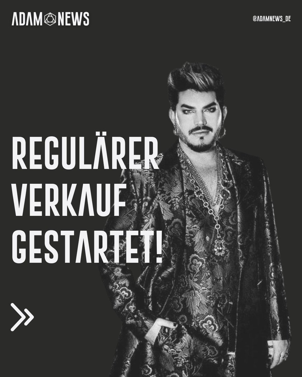 🖤🤍𝙀𝙑𝙀𝙉𝙏𝙄𝙈 𝙑𝙀𝙍𝙆𝘼𝙐𝙁 𝙂𝙀𝙎𝙏𝘼𝙍𝙏𝙀𝙏🤍🖤
Ab sofort gibt es Tickets für das Konzert am 10.06.2023 im Palladium Köln regulär bei Eventim zu kaufen🤩
🎟Normale Tickets: 58,95 €
Zuschlagen und freuen😍
📸(c) Remarkable TV/ITV
<a href="/adamlambert/">ADAM LAMBERT</a> <a href="/eventimDE/">Eventim (DE)</a> #adamlambert