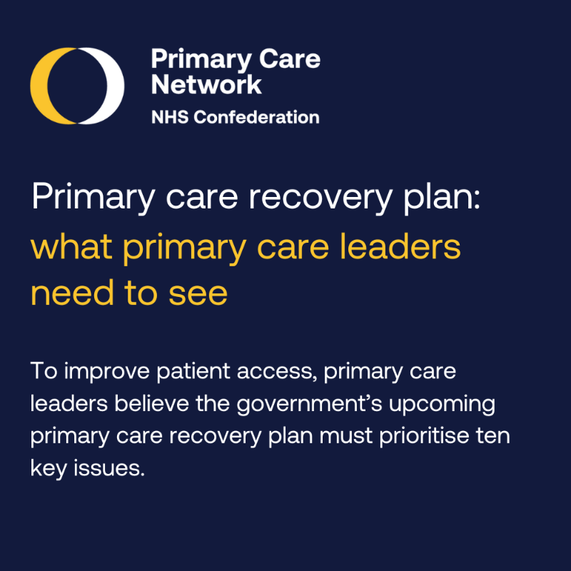 NHSConfed's tweet photo. The NHS recovery plan for primary care is expected this month. 

We have been working on behalf of our members to influence its contents. In order to improve patient access, primary care leaders believe it must prioritise ten key issues. 

https://t.co/EXJVvlVz8H

1/5