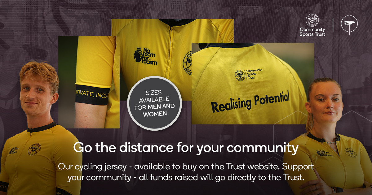 Go the distance for your community! 🚴🐝 

Celebrating @brentfordfc debut season in the Premier League, our limited edition cycling jersey will help raise funds for our community projects 🏡 

Available here ➡️ brentfordfccst.com/cyclingjerseys… 🎉 

#realisingpotential