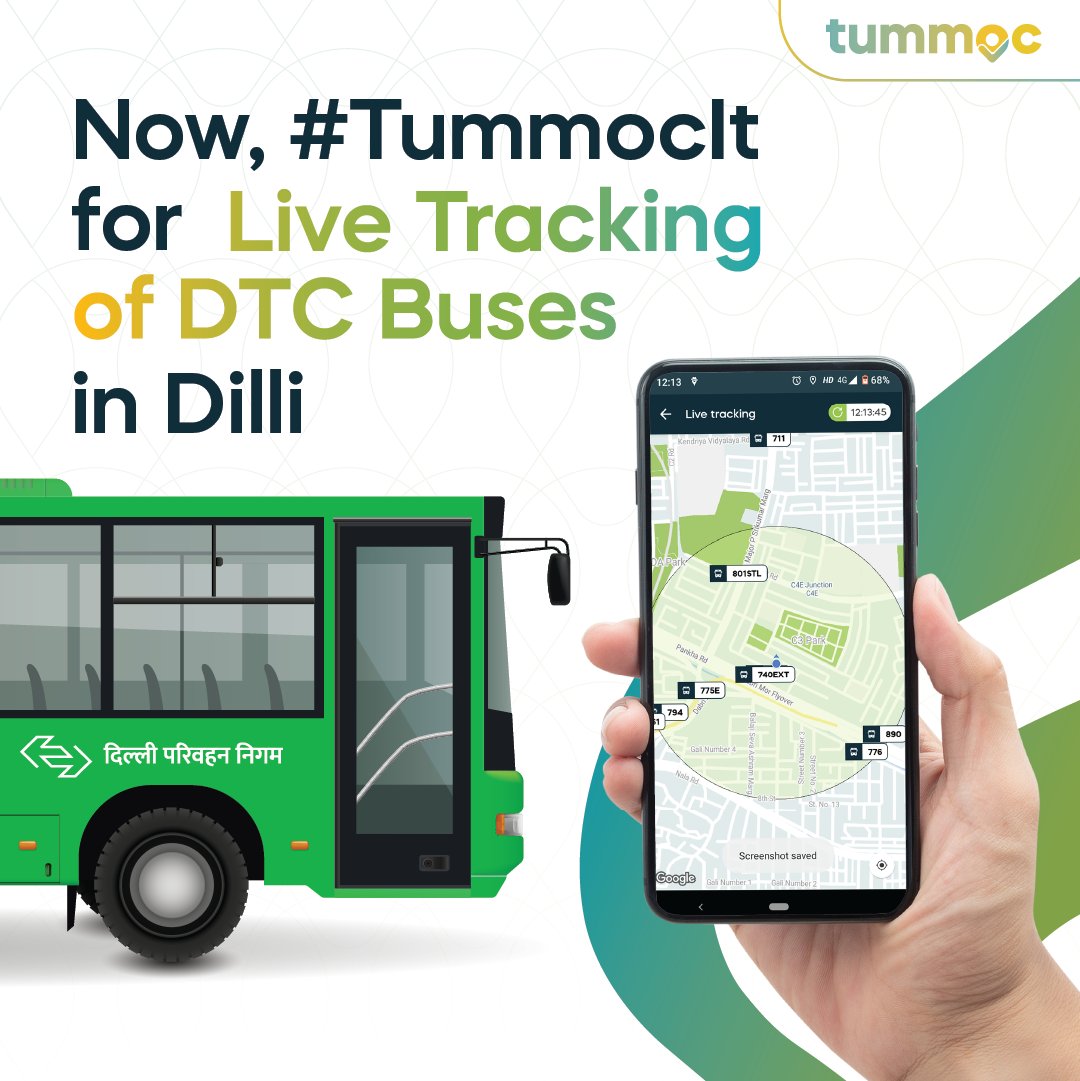 tummoc4u's tweet photo. Live tracking is LIVE in Delhi.
Now, you can track DTC buses in real time.
#Bengaluru , don't worry we're bringing BMTC live tracking to you very soon.

#TummocItDilli #DTCLiveTracking #DTCBuses #whereismybus https://t.co/pRNdFOfnlx