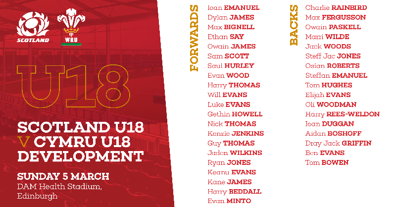 WelshRugbyUnion's tweet photo. 🏴󠁧󠁢󠁷󠁬󠁳󠁿 𝐂𝐀𝐑𝐅𝐀𝐍 𝐂𝐘𝐌𝐑𝐔 𝐔𝟏𝟖 🏴󠁧󠁢󠁷󠁬󠁳󠁿

👊 The U18 development squad headed to Edinburgh to take on @ScotlandTeam U18 👇

#WelshRugby