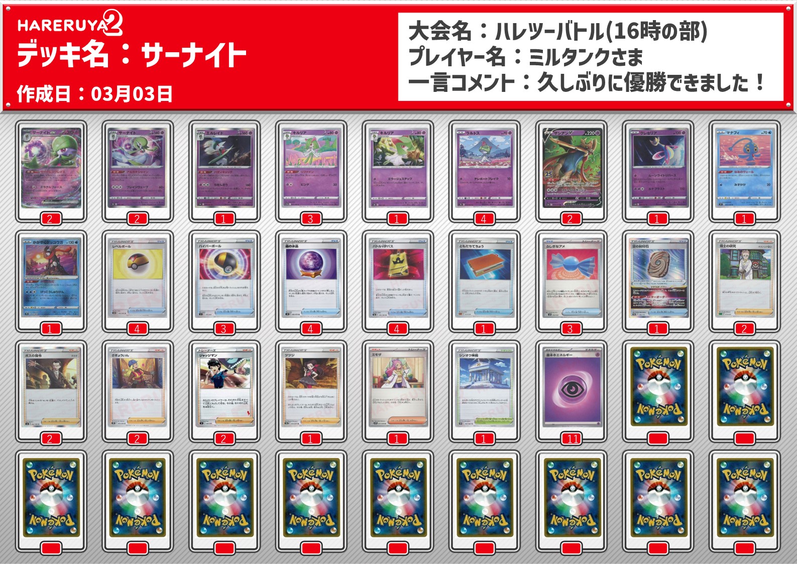 ミライドンex／サンダーex ジムバトル優勝デッキ（2023年