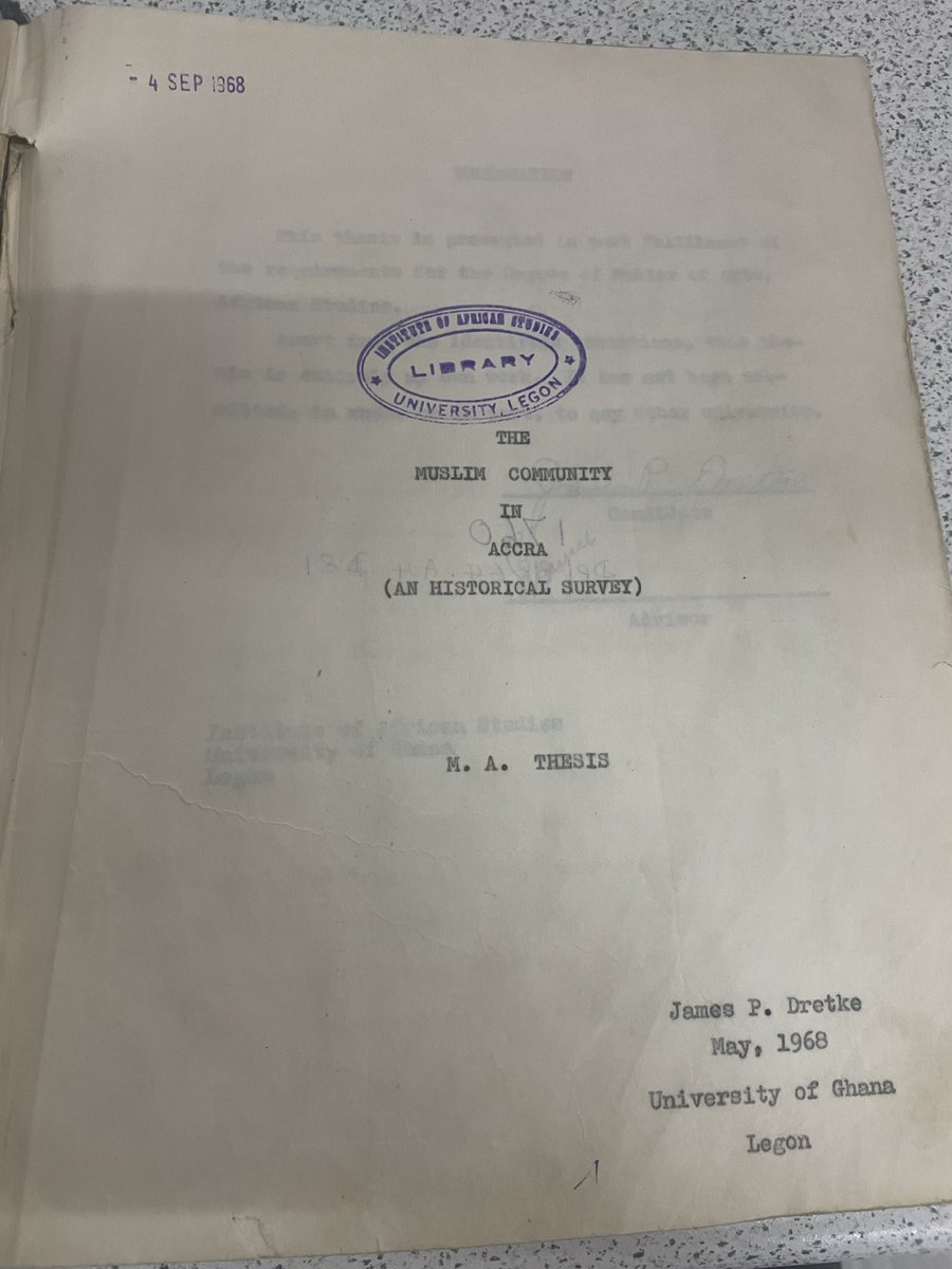 charlottebed's tweet photo. The Muslim Community in Accra, James Dretke’s 1968 thesis. Borrowed @IASUG https://t.co/Kg0LzRJ56o