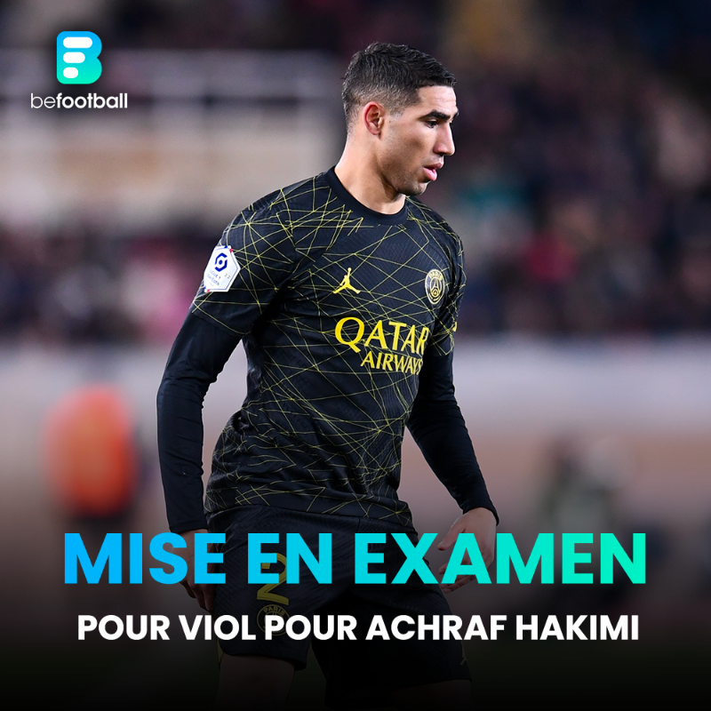 _BeFootball's tweet photo. 🚨🚨 Achraf Hakimi est mis en examen pour viol. 

Le joueur est placé sous contrôle judiciaire. #PSG

Toutes les infos 👇