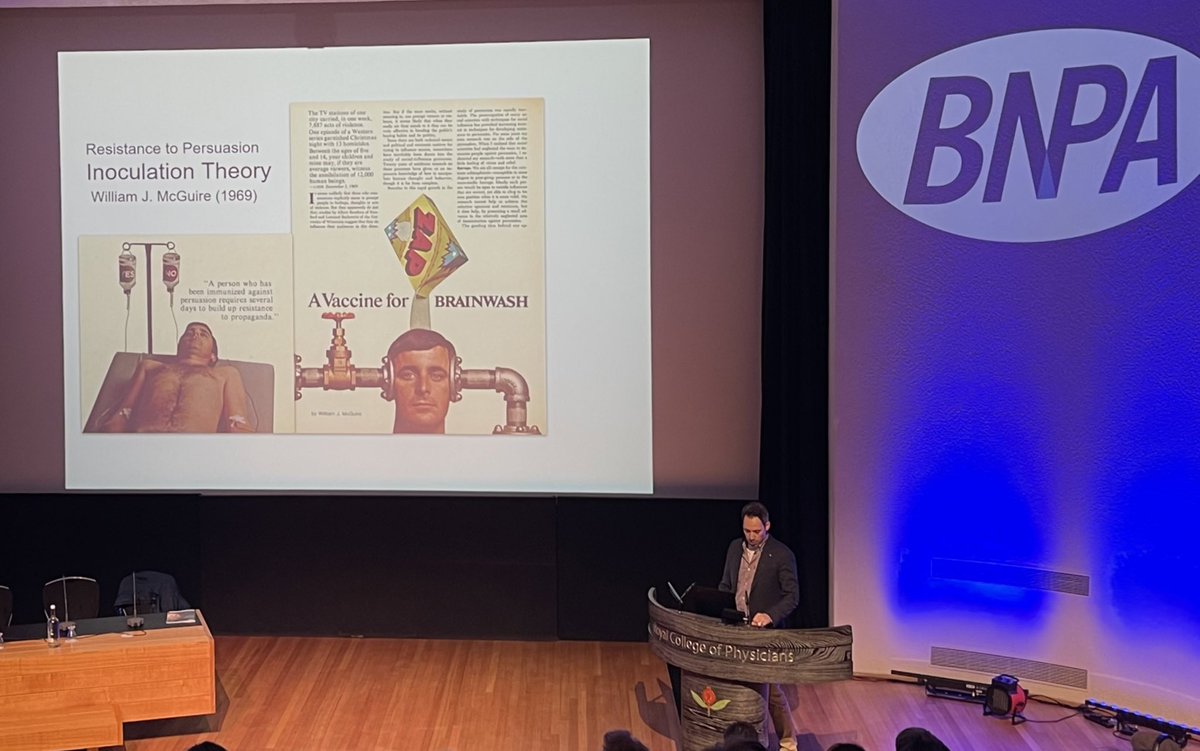 Day 2 at @The_BNPA. @Sander_vdLinden opens: inoculation against misinformation by psychological vaccination. By preemptively exposing someone to a falsehood (or techniques used to spread misinformation), we can build up cognitive “antibodies”, increasing resistance. #BNPA2023