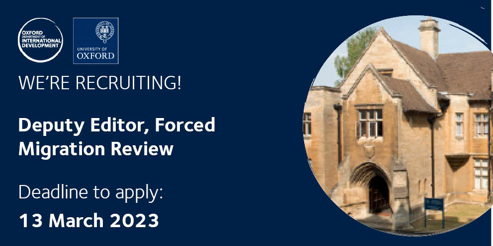 ODID (@odid_qeh) on Twitter photo 📢 Job opportunity!
<a href="/FMReview/">Forced Migration Review</a> are looking for a Deputy Editor to work closely w/ the Managing Editor on editing, production, promotion & fundraising to ensure FMR maintains its position as a leading publication in the field of #ForcedMigration.
qeh.ox.ac.uk/content/deputy… 📢 Job opportunity!
<a href="/FMReview/">Forced Migration Review</a> are looking for a Deputy Editor to work closely w/ the Managing Editor on editing, production, promotion & fundraising to ensure FMR maintains its position as a leading publication in the field of #ForcedMigration.
qeh.ox.ac.uk/content/deputy…