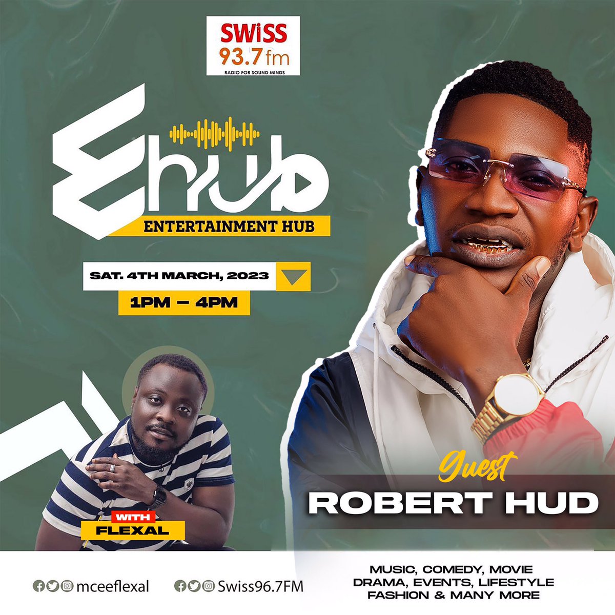 LetsGrow_Togeth's tweet image. @Roberthud09  will be live tomorrow on Swiss fm 93.7fm with @mceeflexal  between the hours of 1pm- 4pm .
Don’t change the dial .
#roberthudtour #TeamHudEmbassy