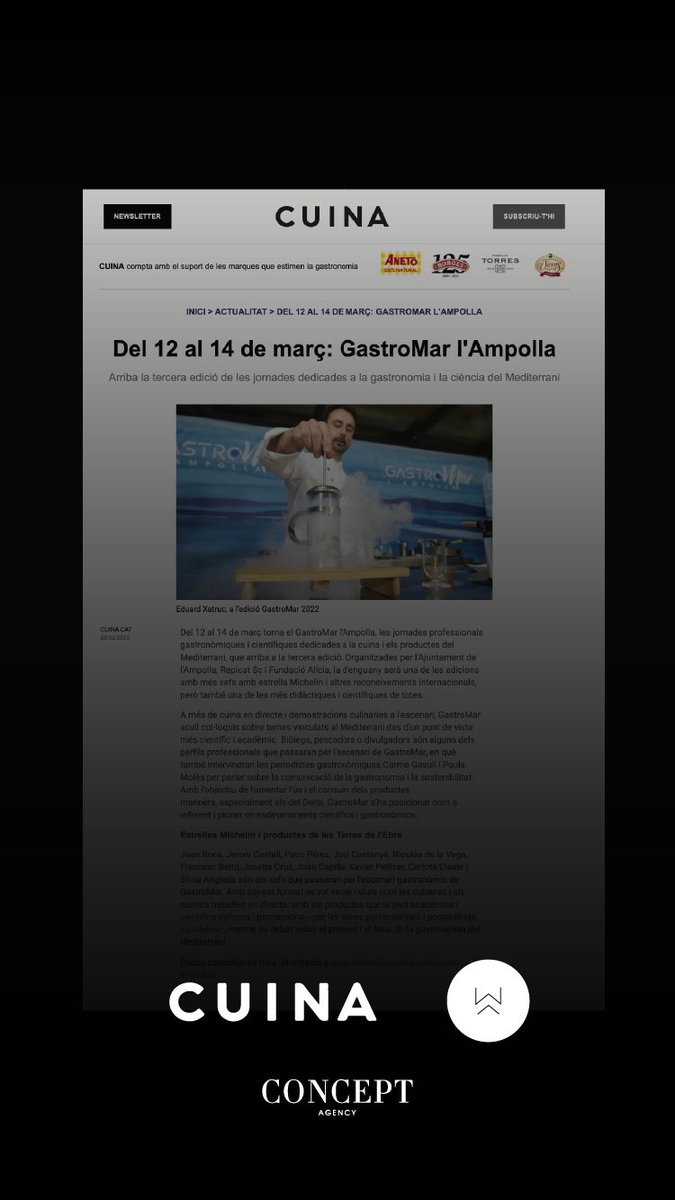 #GastroMar llega en cuestión de días y <a href="/SlowAndLowBCN/">Slow & Low Barcelona</a> estará presente en el encuentro gastronómico 🔆

Te lo cuentan a detalle en el artículo <a href="/cuinacat/">Cuina.cat</a> 

bit.ly/3IJ87wd 👈🏼

#gastronomia #chefs #ampolla #jornadas