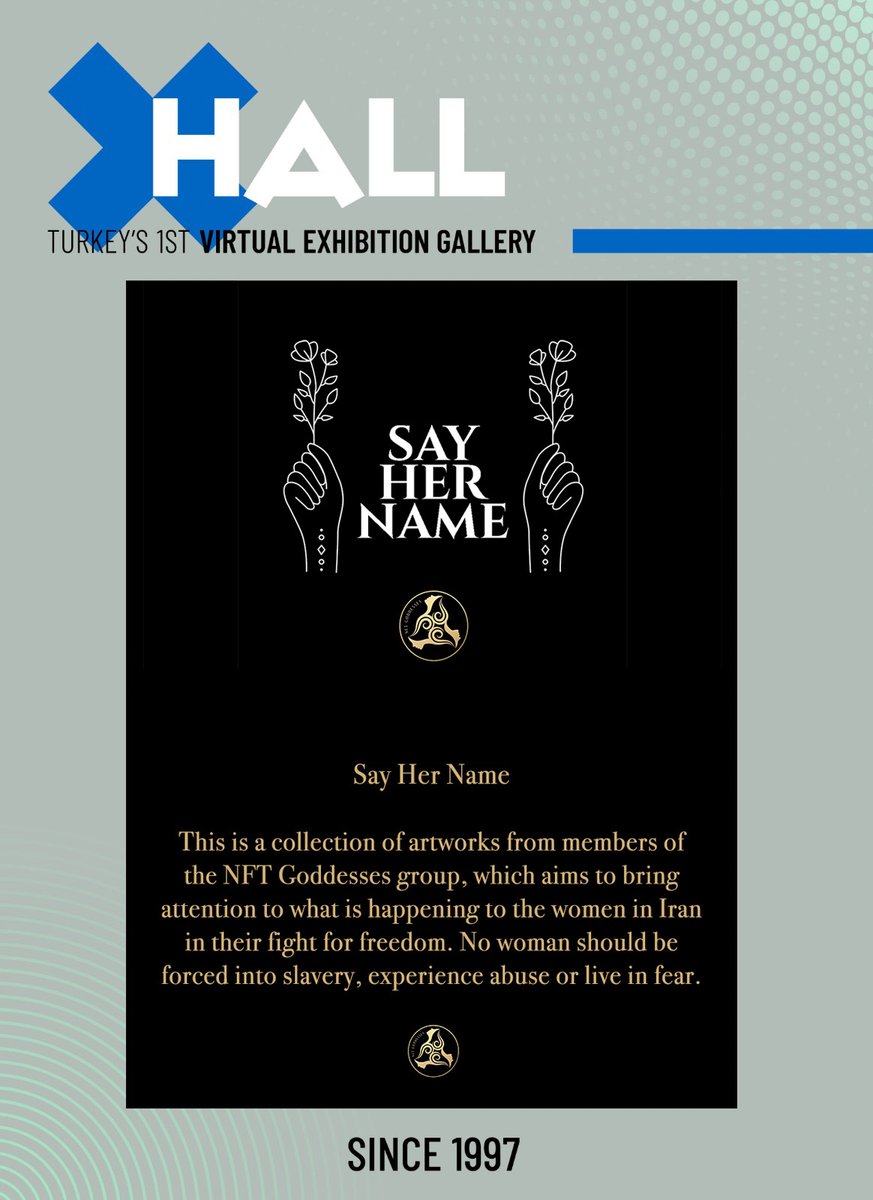 “Say Her Name” by <a href="/NFTGoddesses/">NFTGoddesses</a>

This is a collection of artworks from members of the NFTGoddesses group, which aims to bring attention to what is happening to the women in İran in their fight for freedom!

x-hall.gen.tr/TR,2577/goddes…

#XHall #XHallcommunity #NFTgoddesses #objktnft