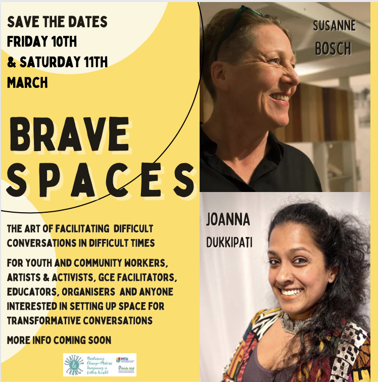 IDEA: Irish Development Education Association (@ideaireland) on Twitter photo Join <a href="/headhandheart1/">Creativity and Change</a> for a two-part Brave Spaces Workshop Friday 10 March and Saturday 11 March in the MTU Crawford College of Art & Design, Cork.
This is for artists, educators, activists, and those interested in transformative conversations.
More👉bit.ly/41FY8QU Join <a href="/headhandheart1/">Creativity and Change</a> for a two-part Brave Spaces Workshop Friday 10 March and Saturday 11 March in the MTU Crawford College of Art & Design, Cork.
This is for artists, educators, activists, and those interested in transformative conversations.
More👉bit.ly/41FY8QU