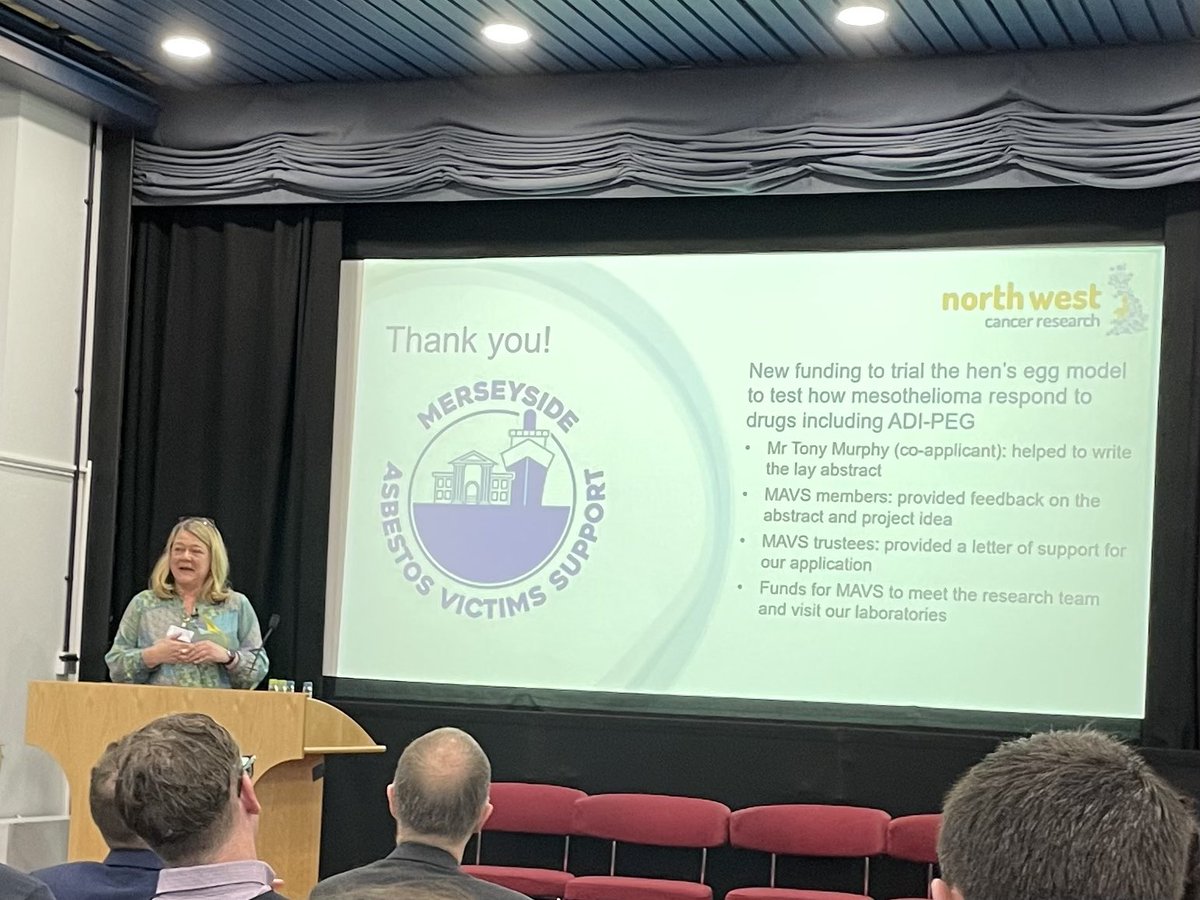 Prof Judy Coulson has just blown my mind. Her team are working towards a personalised treatment for Meso sufferers using hens eggs to host the victims tumour cells for testing.
