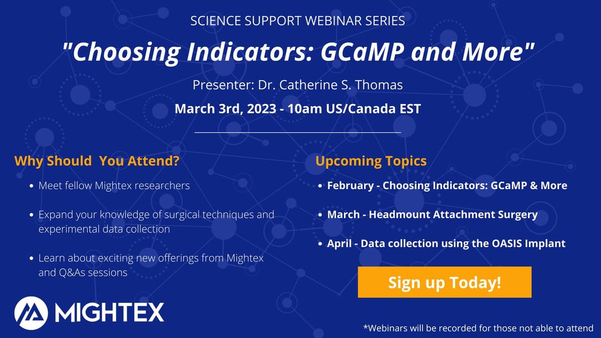 GreenLeafSci's tweet photo. Don't miss @mightexsystems science support webinar series: "Choosing Indicators: GCaMP and More" starting today, March 3rd, at 10 am US/Canada EST!
#webinarsupportseries #webinar #mightex https://t.co/fsy86a6zCz